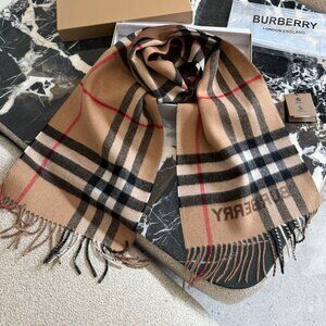 Burberry Brown and Tan Checkered Scarf